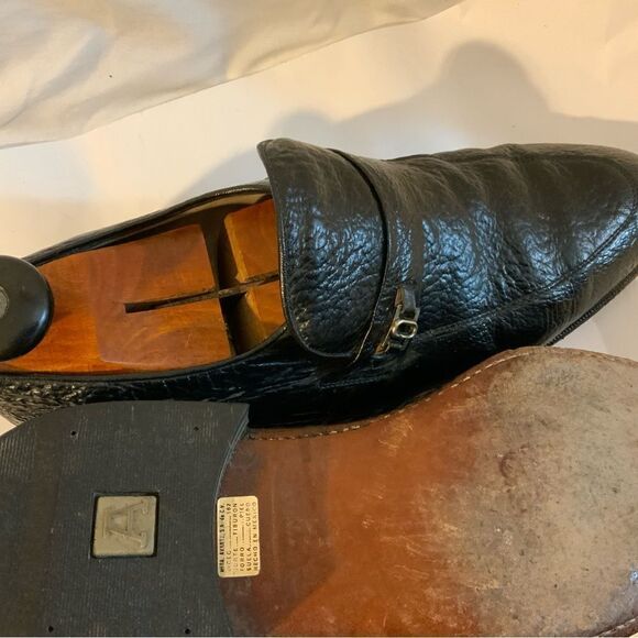 Rare Vintage D’Marco Mens Black Embossed Slip On Loafers Shoes US Sz 9.5M main image 13